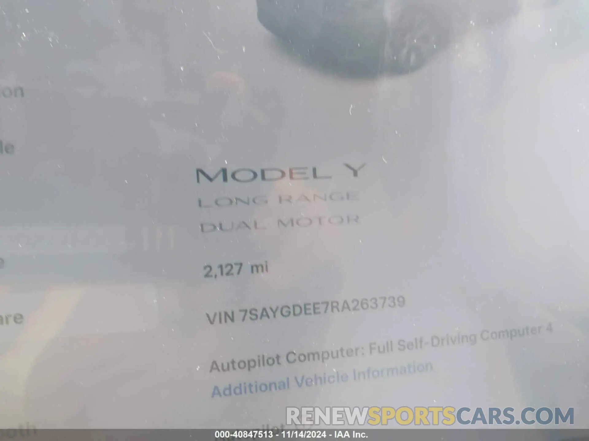7 Photograph of a damaged car 7SAYGDEE7RA263739 TESLA MODEL Y 2024