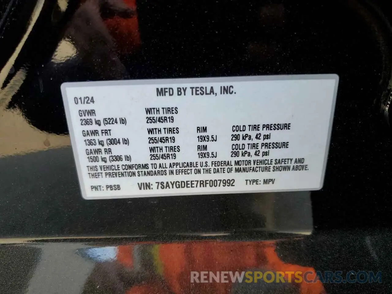 14 Photograph of a damaged car 7SAYGDEE7RF007992 TESLA MODEL Y 2024