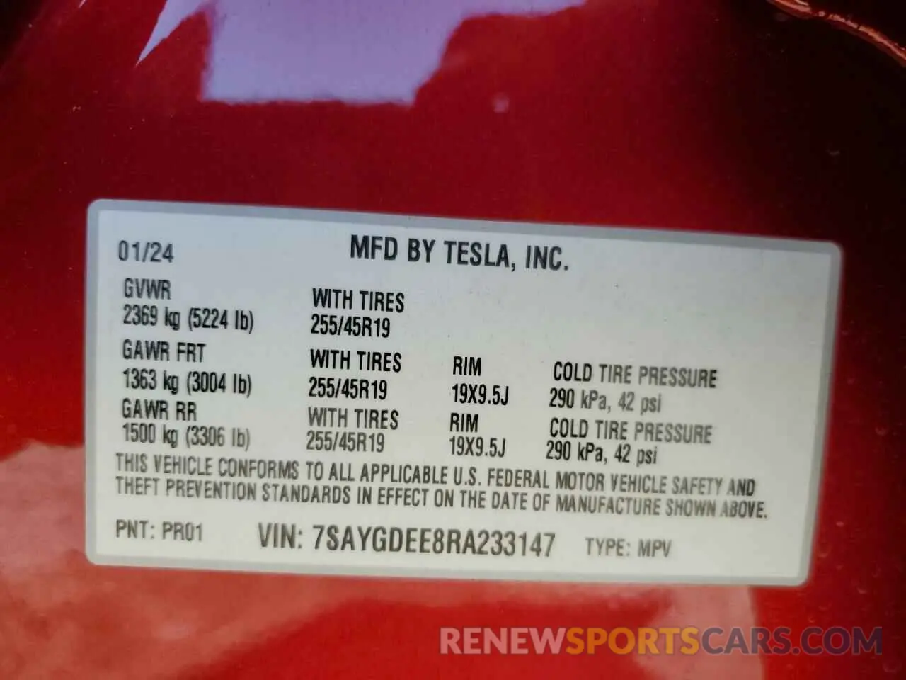 12 Photograph of a damaged car 7SAYGDEE8RA233147 TESLA MODEL Y 2024