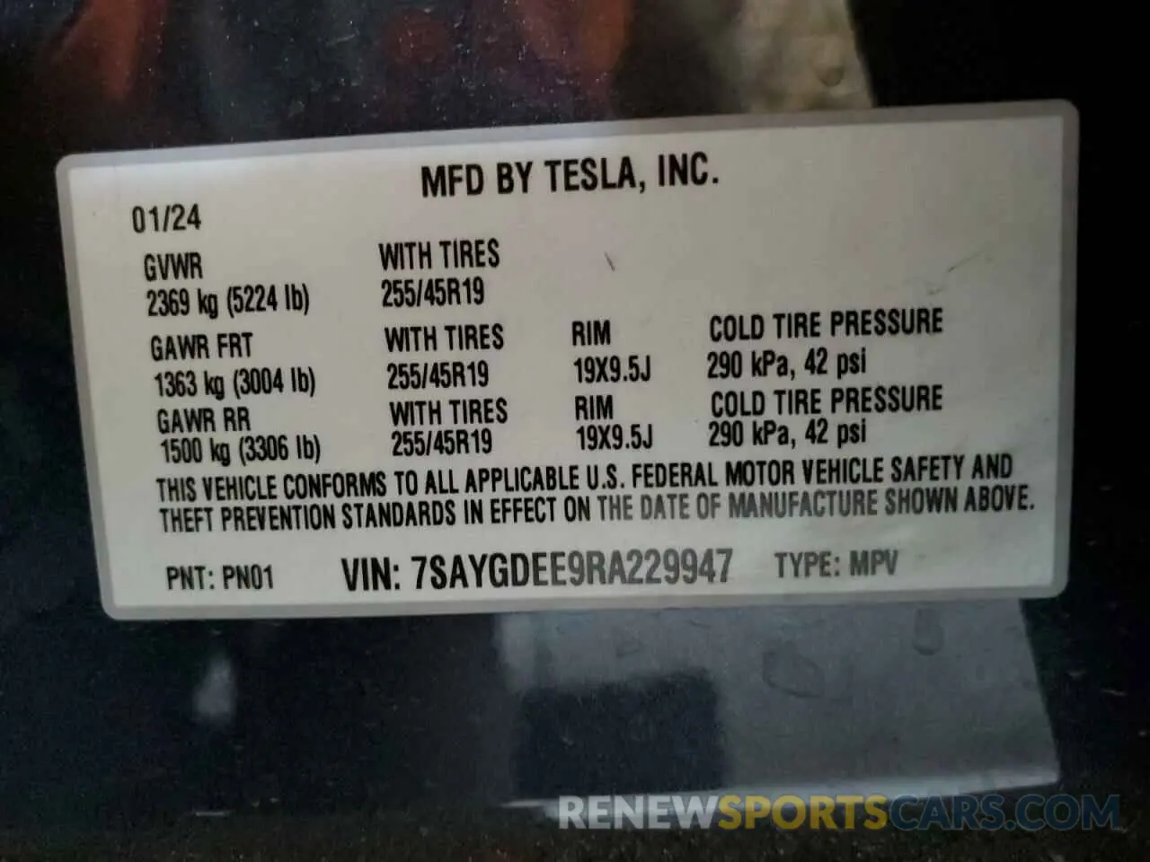 12 Photograph of a damaged car 7SAYGDEE9RA229947 TESLA MODEL Y 2024