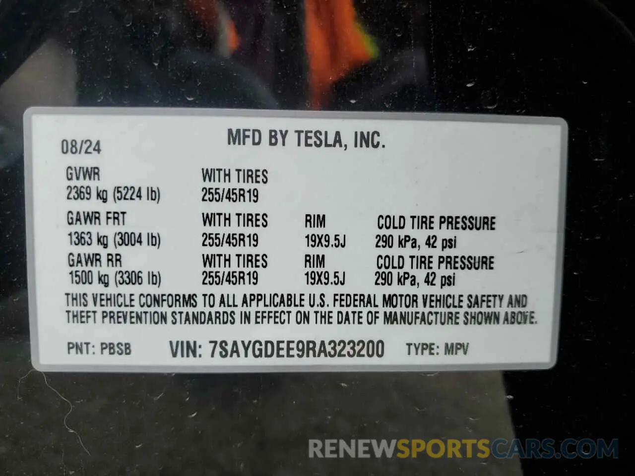 13 Photograph of a damaged car 7SAYGDEE9RA323200 TESLA MODEL Y 2024