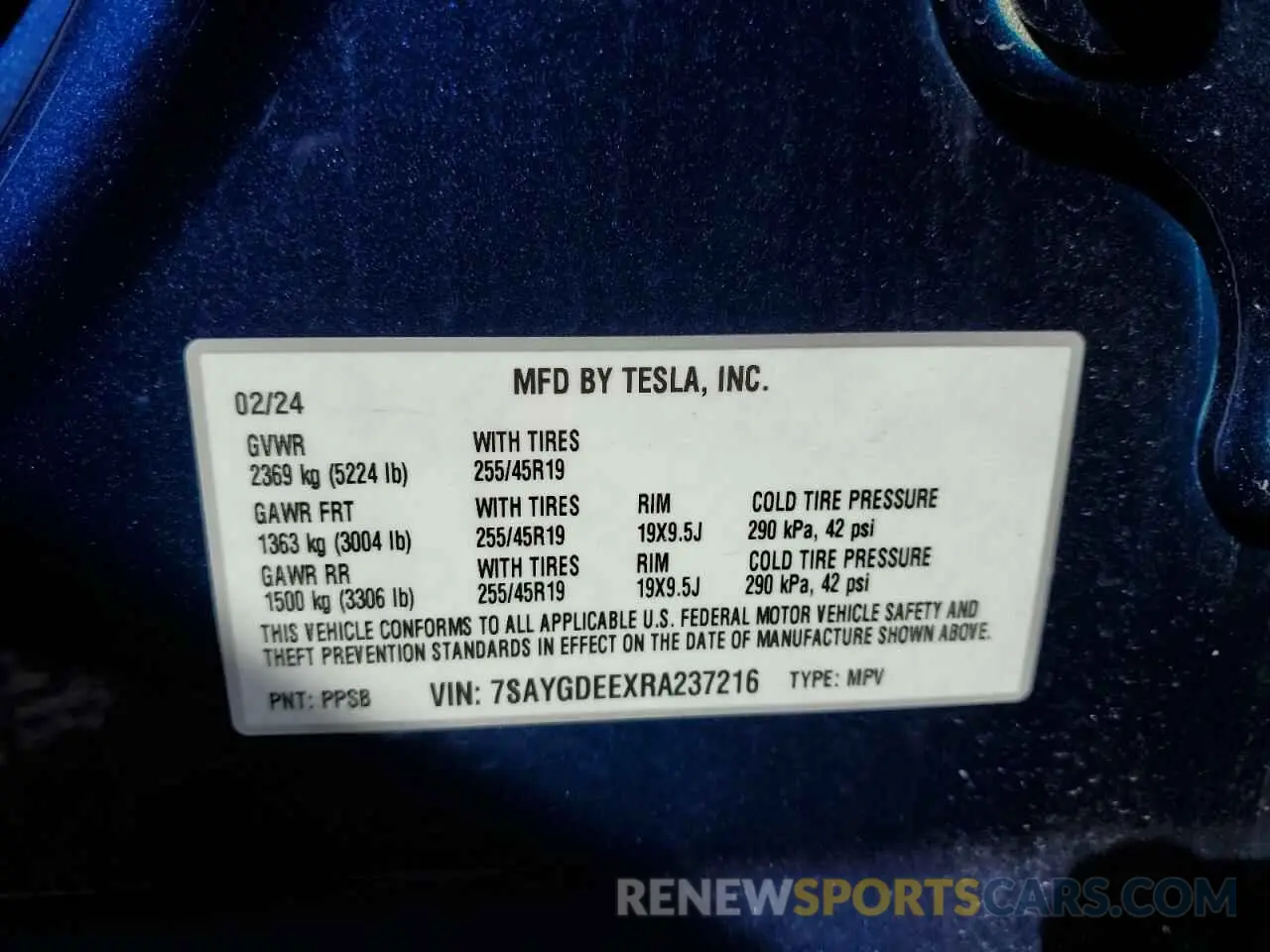 14 Photograph of a damaged car 7SAYGDEEXRA237216 TESLA MODEL Y 2024