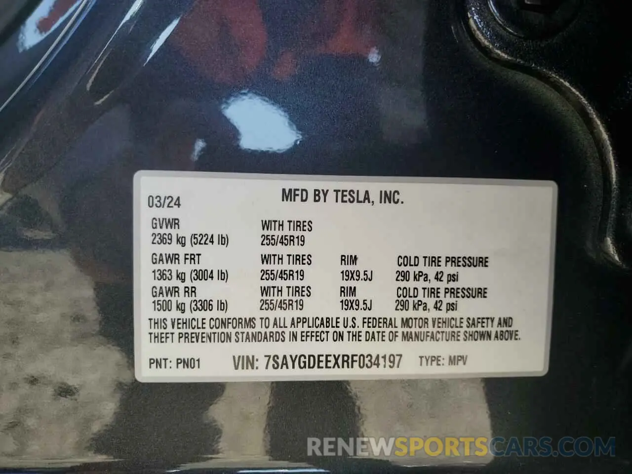 13 Photograph of a damaged car 7SAYGDEEXRF034197 TESLA MODEL Y 2024