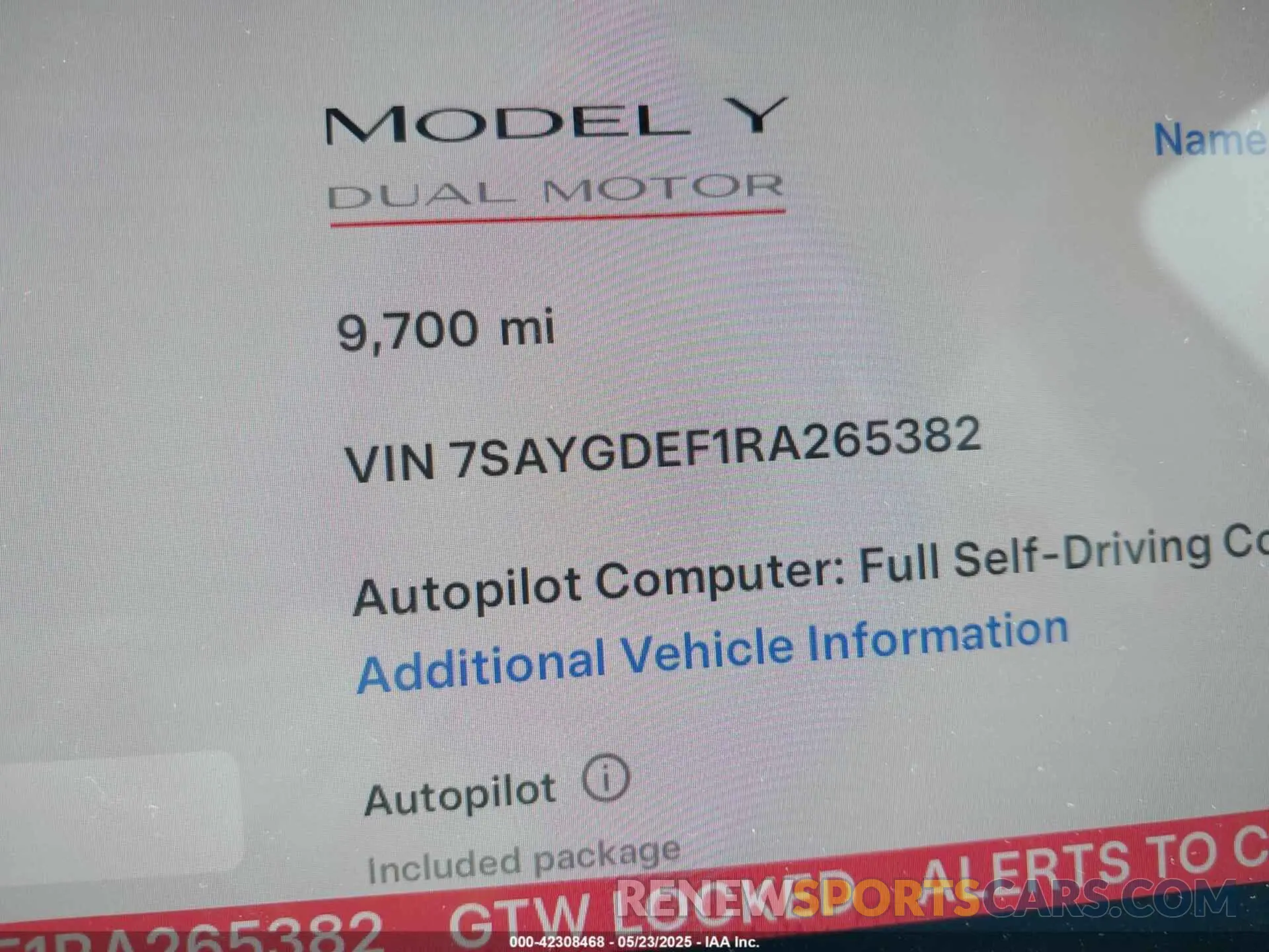 15 Photograph of a damaged car 7SAYGDEF1RA265382 TESLA MODEL Y 2024
