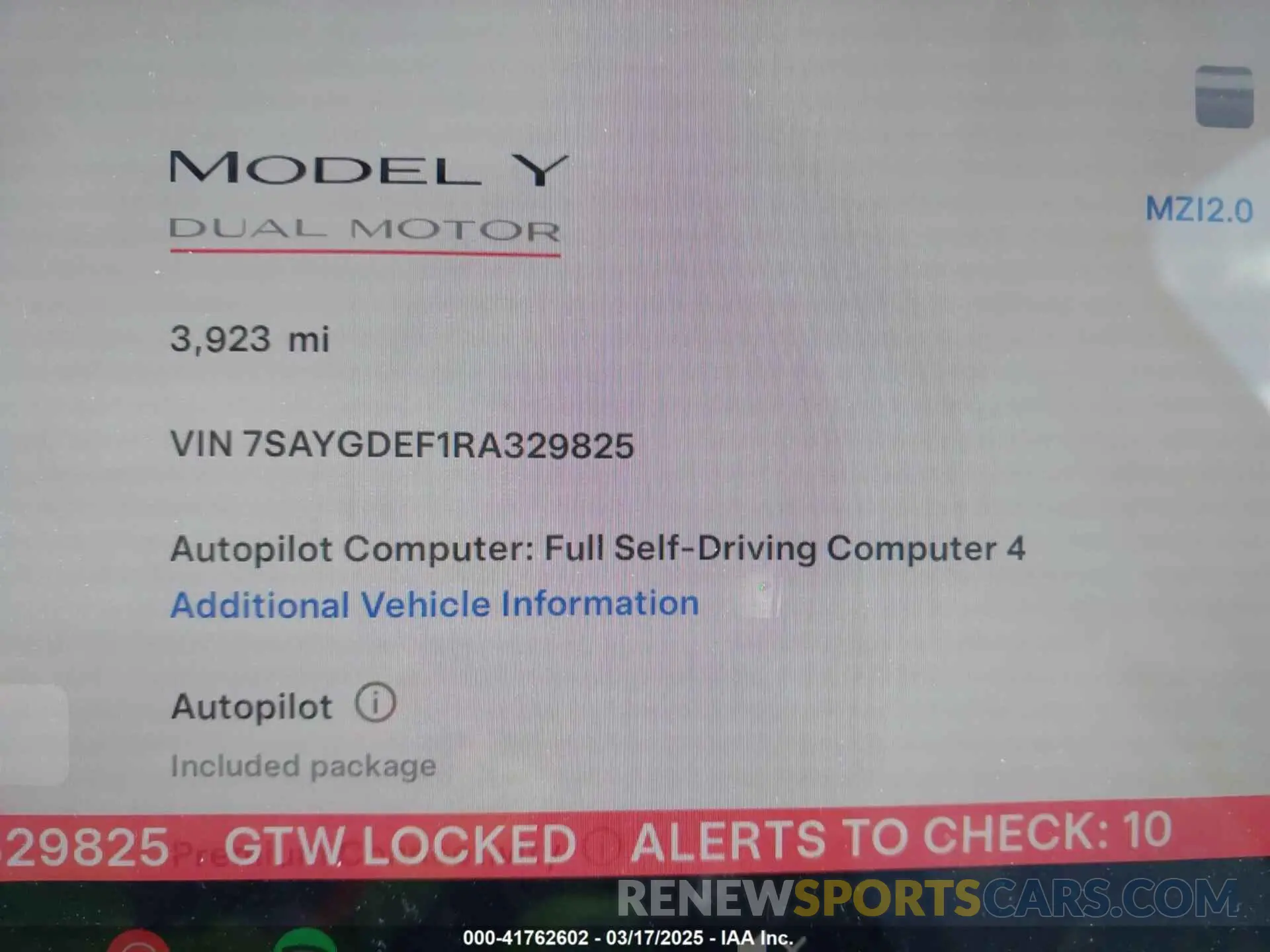 7 Photograph of a damaged car 7SAYGDEF1RA329825 TESLA MODEL Y 2024