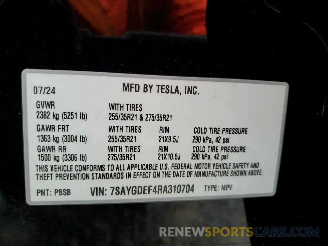 12 Photograph of a damaged car 7SAYGDEF4RA310704 TESLA MODEL Y 2024
