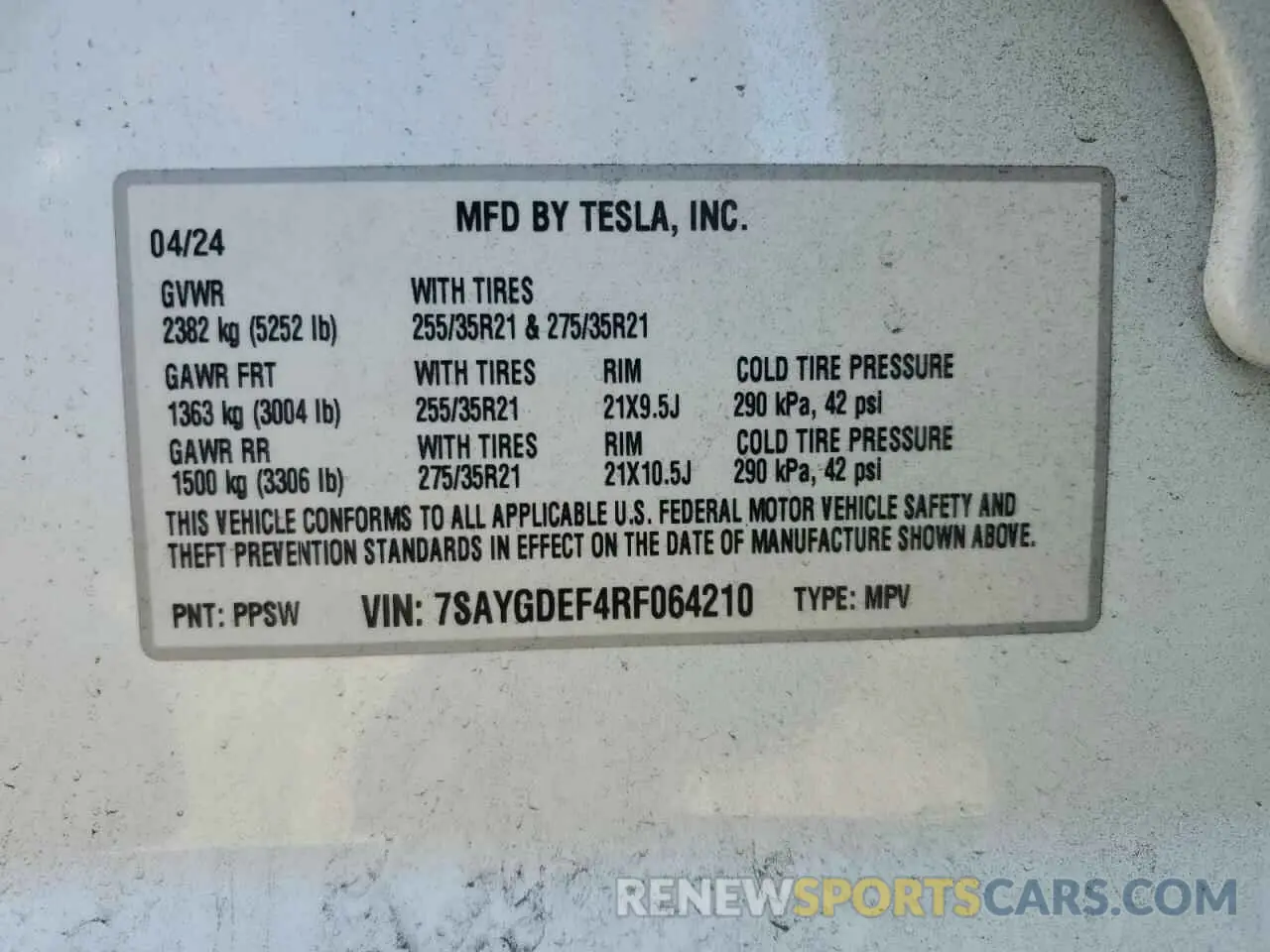 16 Photograph of a damaged car 7SAYGDEF4RF064210 TESLA MODEL Y 2024