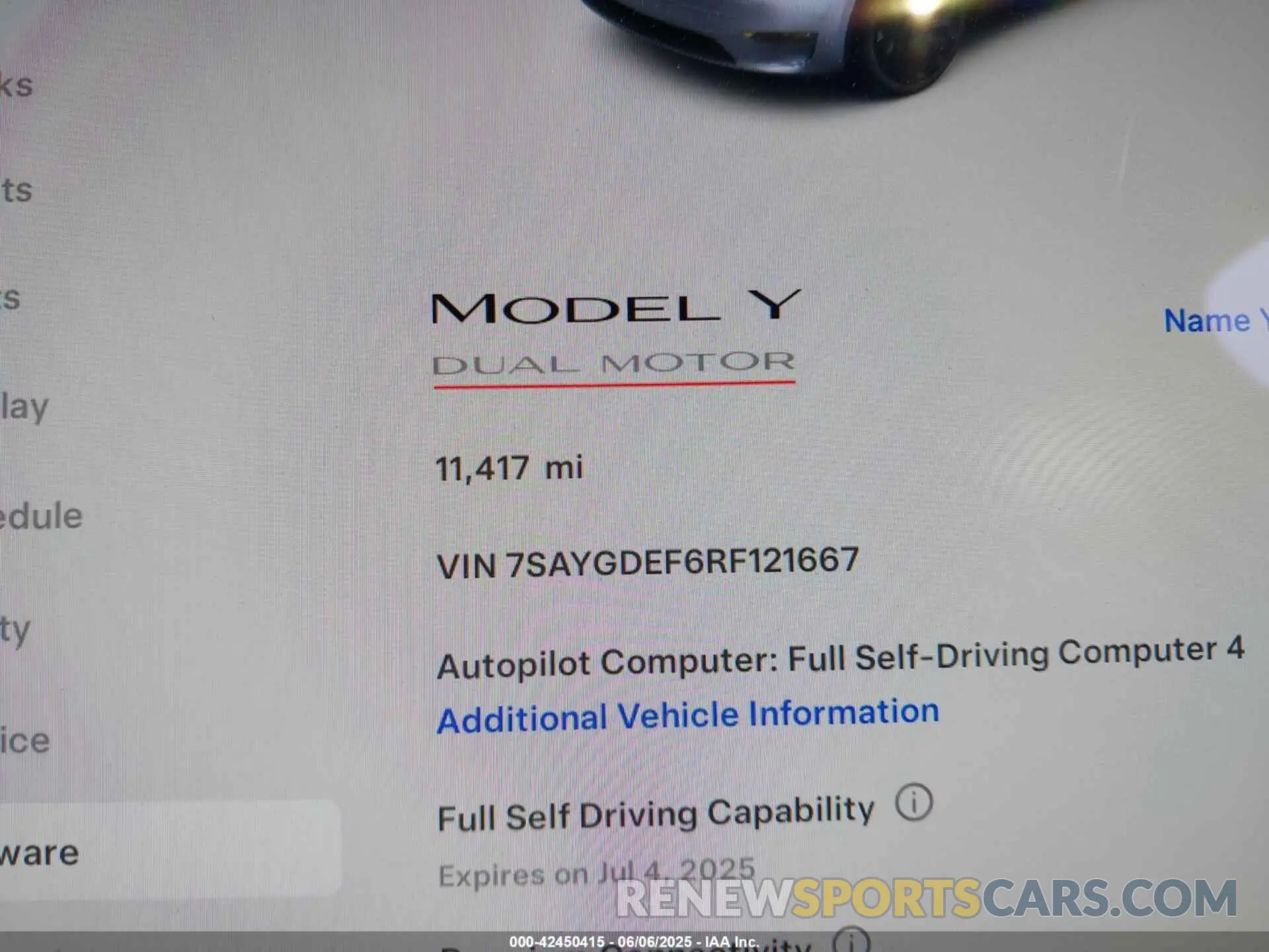 7 Photograph of a damaged car 7SAYGDEF6RF121667 TESLA MODEL Y 2024