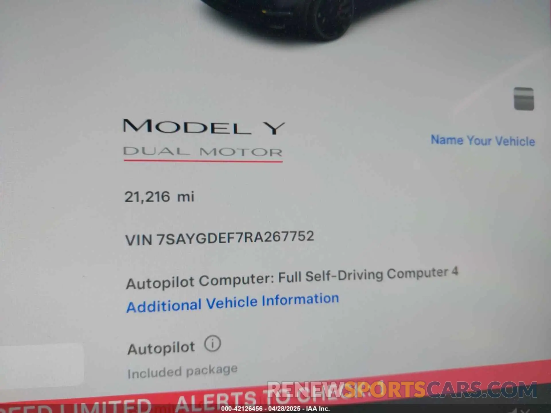 7 Photograph of a damaged car 7SAYGDEF7RA267752 TESLA MODEL Y 2024