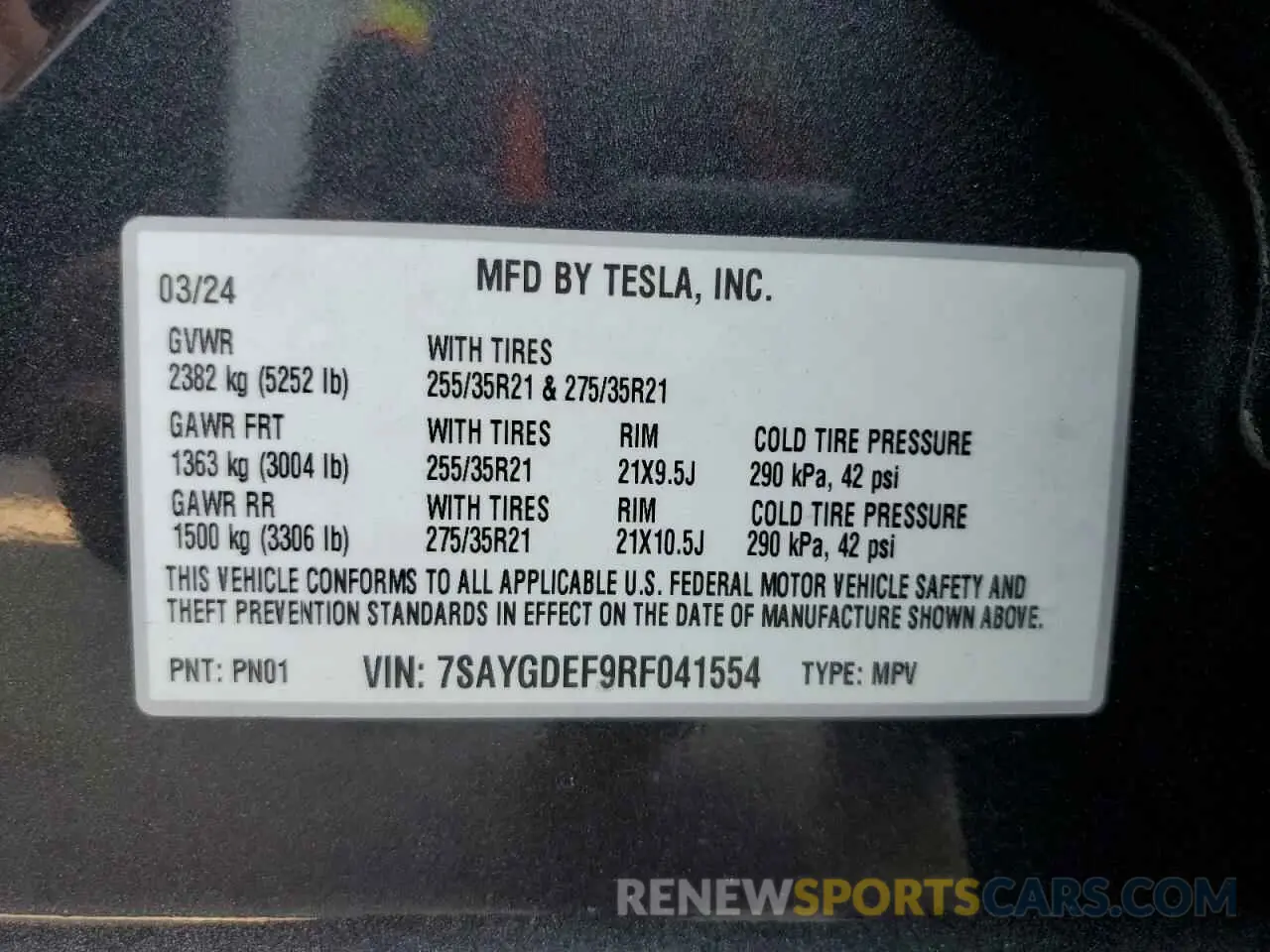 12 Photograph of a damaged car 7SAYGDEF9RF041554 TESLA MODEL Y 2024
