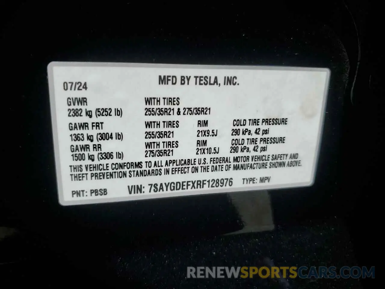 12 Photograph of a damaged car 7SAYGDEFXRF128976 TESLA MODEL Y 2024