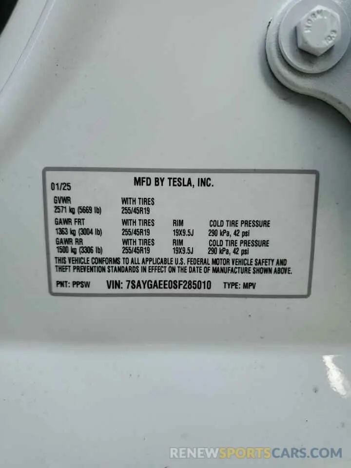 14 Photograph of a damaged car 7SAYGAEE0SF285010 TESLA MODEL Y 2025
