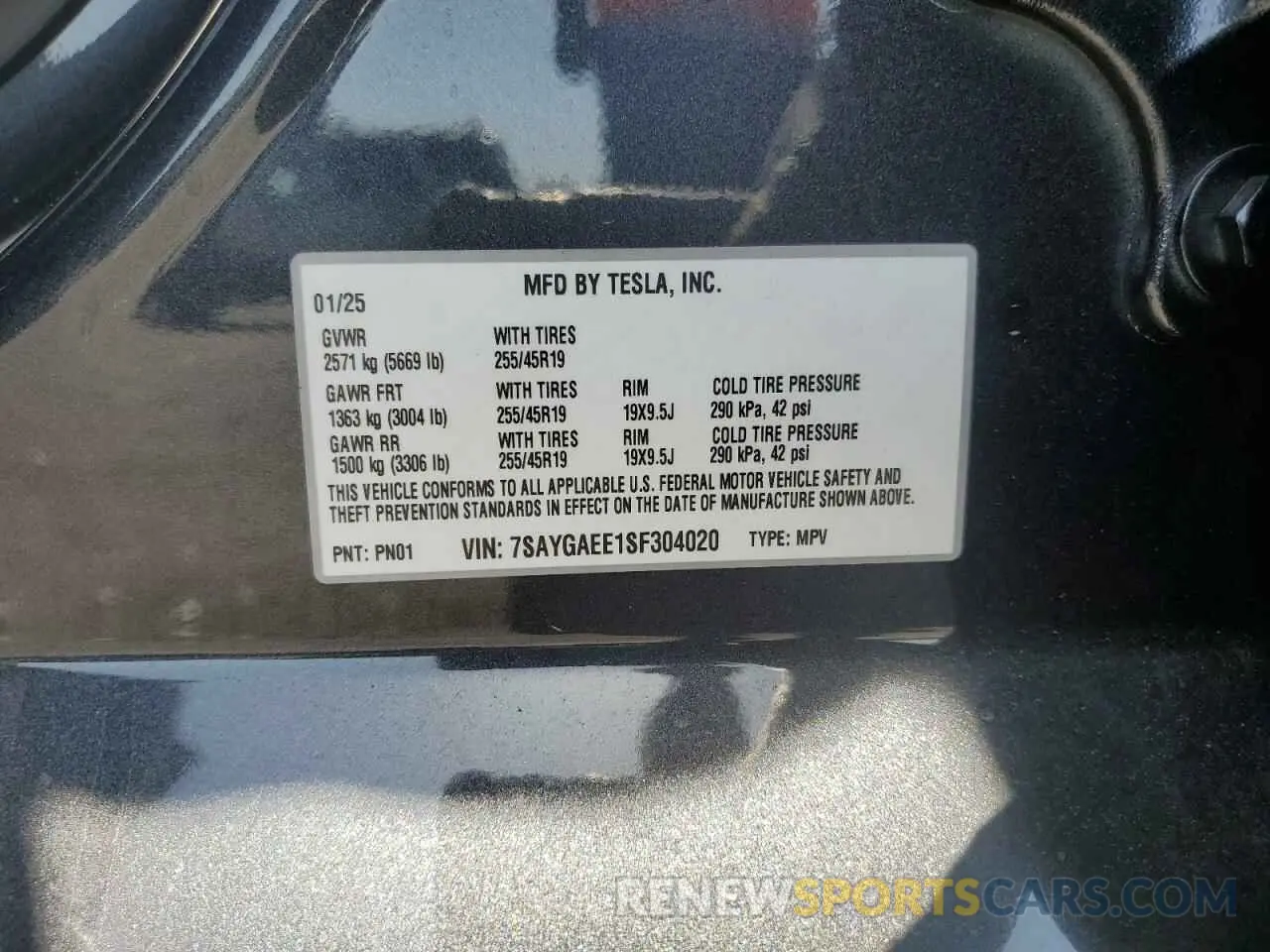 15 Photograph of a damaged car 7SAYGAEE1SF304020 TESLA MODEL Y 2025