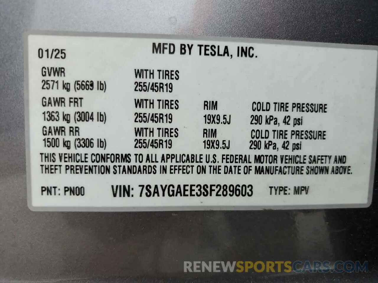 16 Photograph of a damaged car 7SAYGAEE3SF289603 TESLA MODEL Y 2025