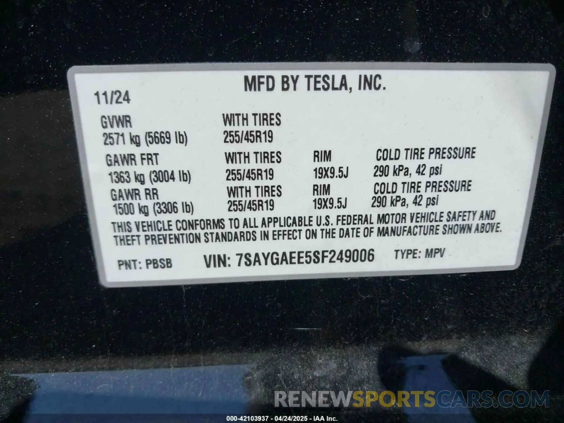 9 Photograph of a damaged car 7SAYGAEE5SF249006 TESLA MODEL Y 2025