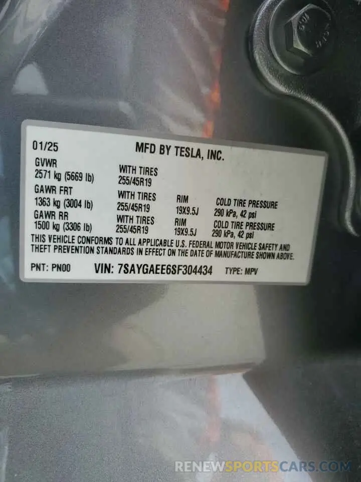 13 Photograph of a damaged car 7SAYGAEE6SF304434 TESLA MODEL Y 2025