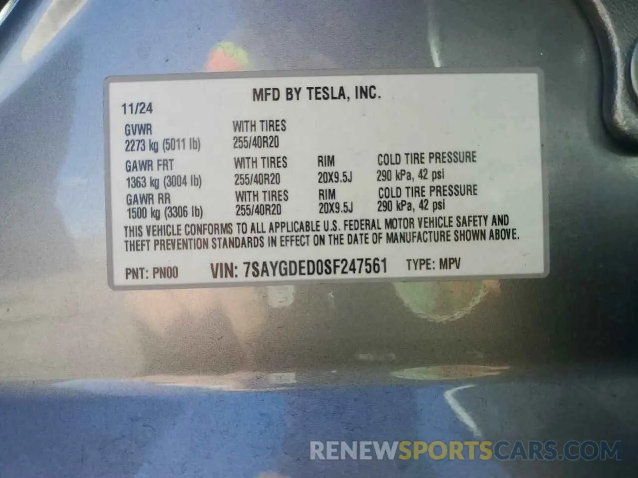 12 Photograph of a damaged car 7SAYGDED0SF247561 TESLA MODEL Y 2025
