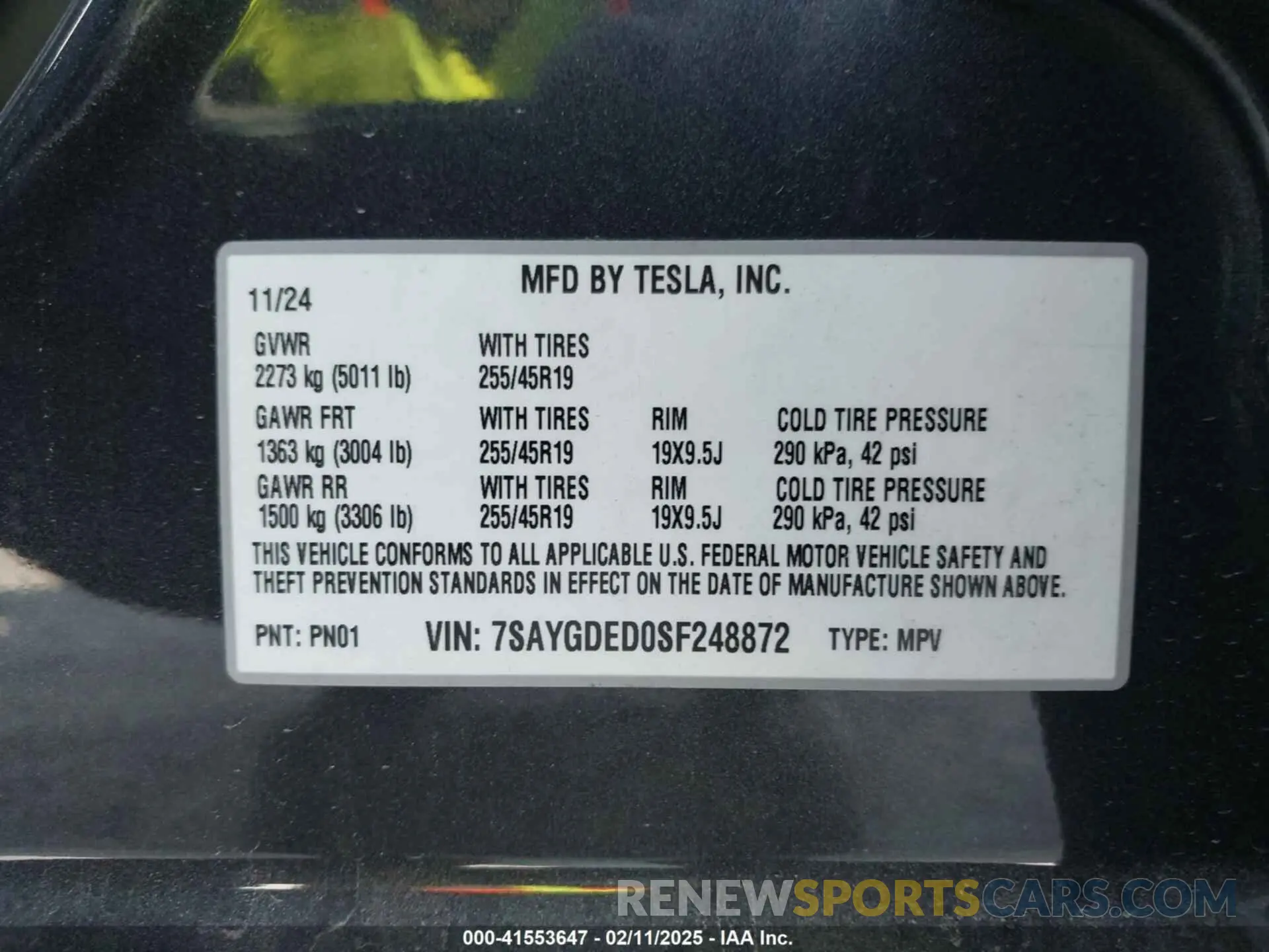9 Photograph of a damaged car 7SAYGDED0SF248872 TESLA MODEL Y 2025