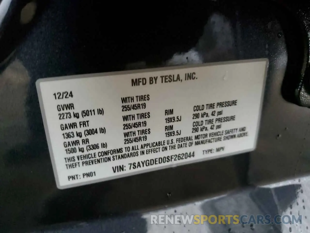 12 Photograph of a damaged car 7SAYGDED0SF262044 TESLA MODEL Y 2025