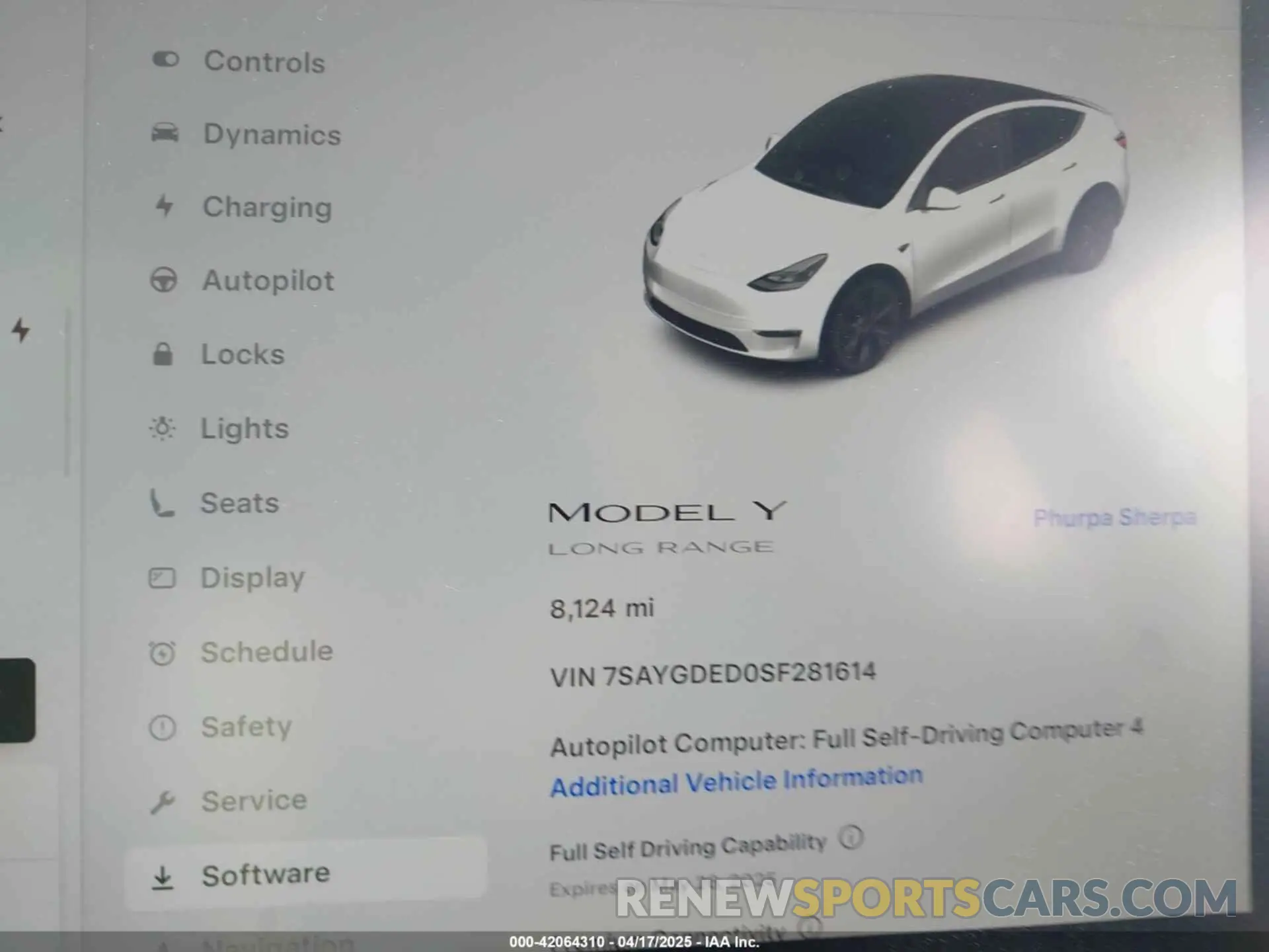 7 Photograph of a damaged car 7SAYGDED0SF281614 TESLA MODEL Y 2025