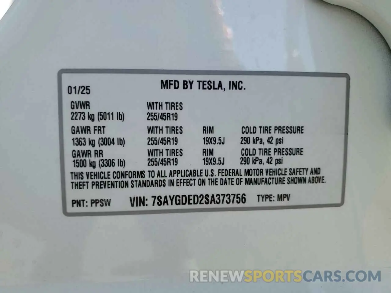 14 Photograph of a damaged car 7SAYGDED2SA373756 TESLA MODEL Y 2025