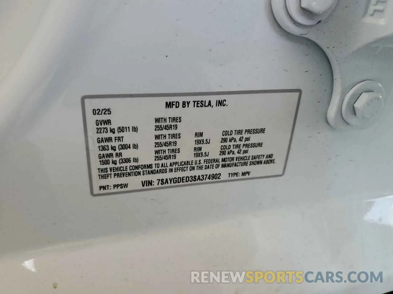 12 Photograph of a damaged car 7SAYGDED3SA374902 TESLA MODEL Y 2025