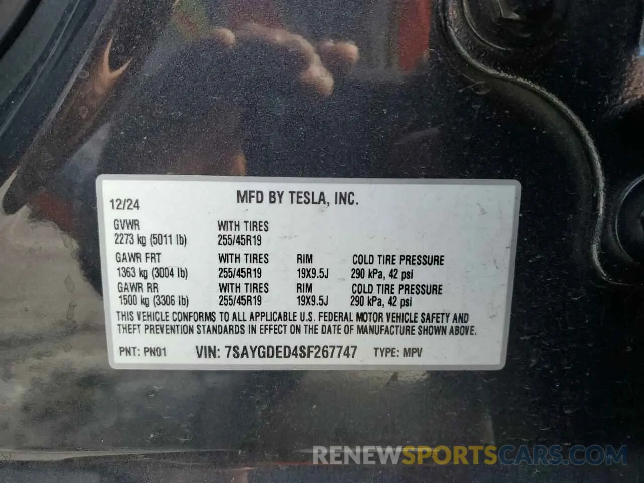 12 Photograph of a damaged car 7SAYGDED4SF267747 TESLA MODEL Y 2025