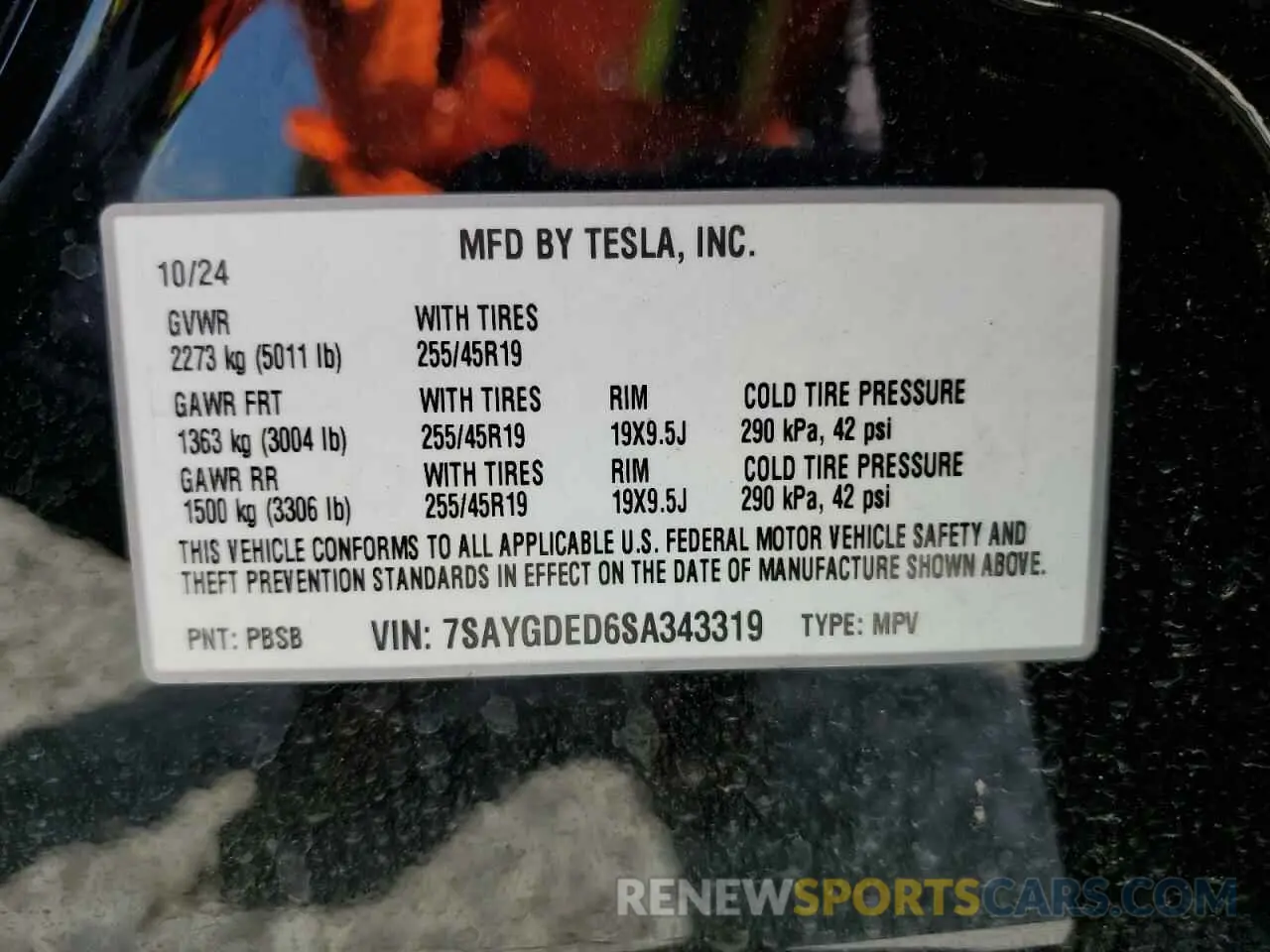 14 Photograph of a damaged car 7SAYGDED6SA343319 TESLA MODEL Y 2025