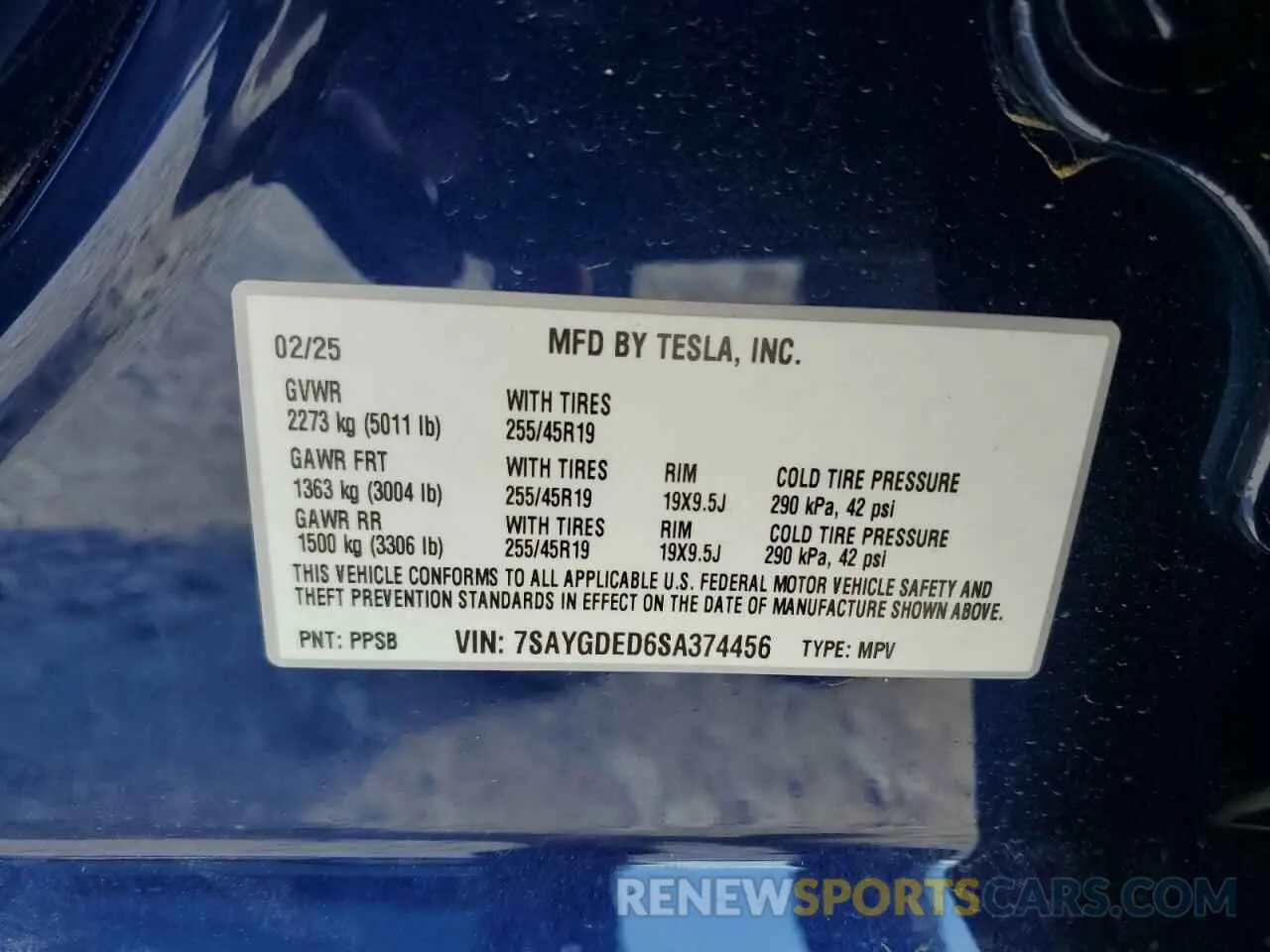 13 Photograph of a damaged car 7SAYGDED6SA374456 TESLA MODEL Y 2025