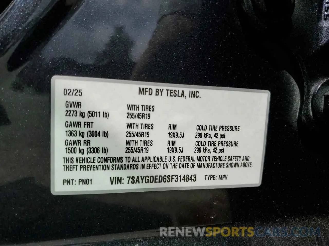 13 Photograph of a damaged car 7SAYGDED6SF314843 TESLA MODEL Y 2025