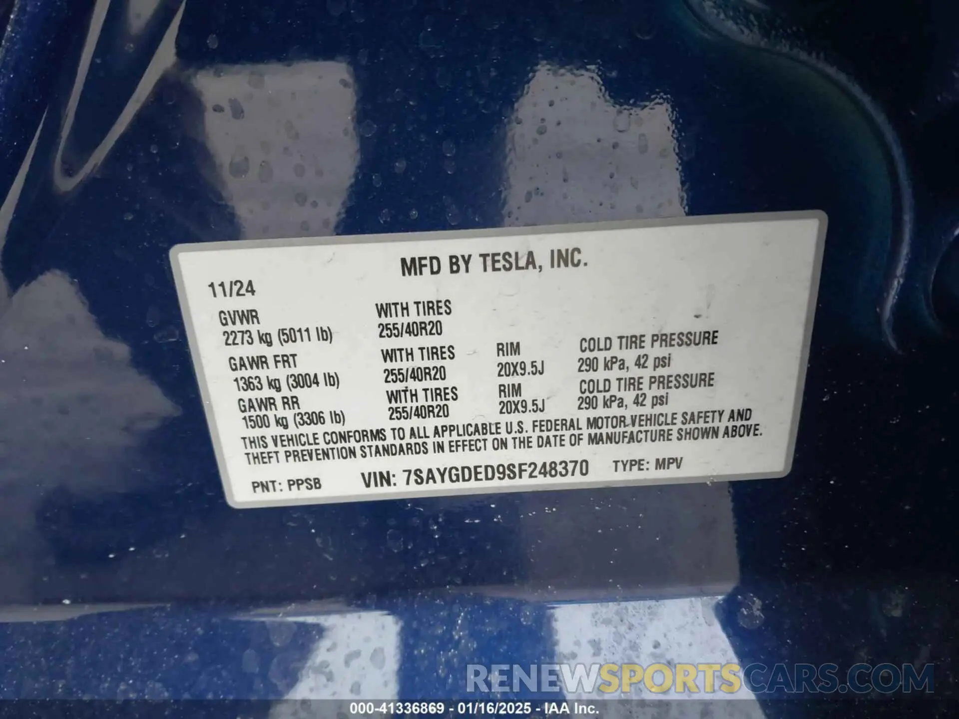 9 Photograph of a damaged car 7SAYGDED9SF248370 TESLA MODEL Y 2025