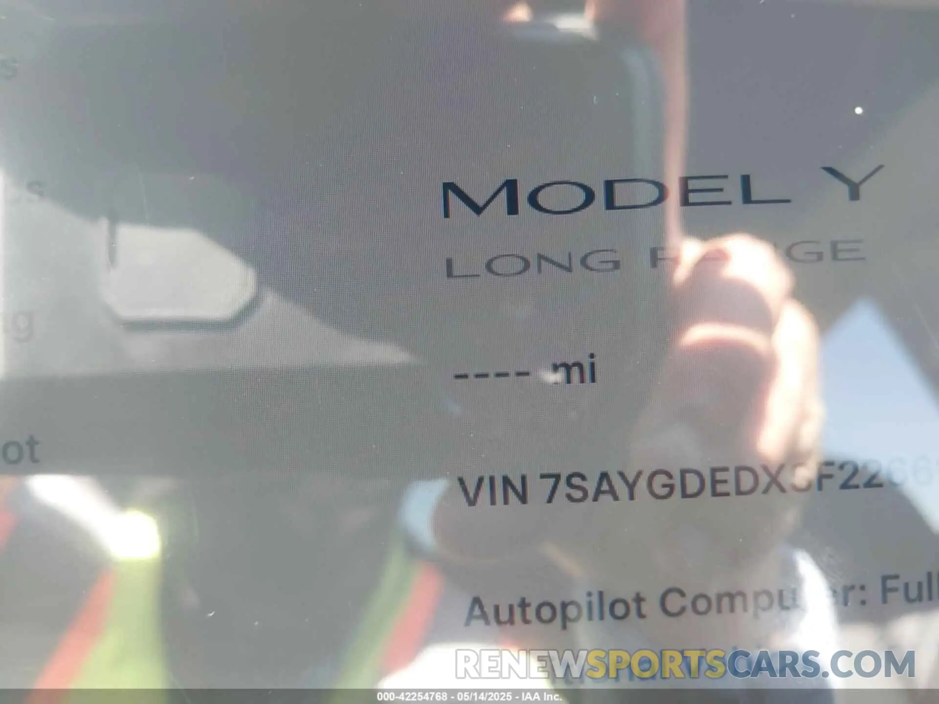15 Photograph of a damaged car 7SAYGDEDXSF226619 TESLA MODEL Y 2025