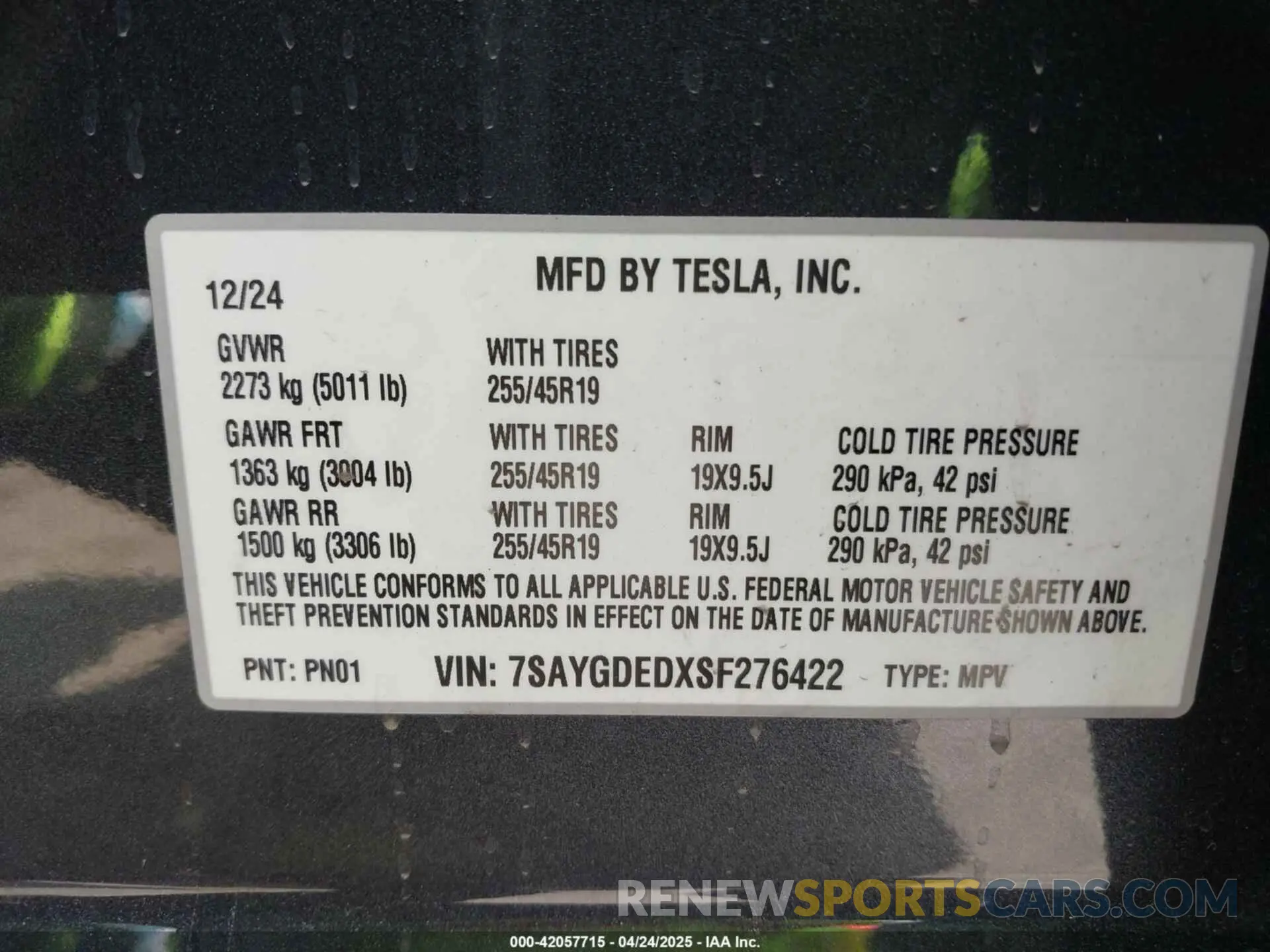 9 Photograph of a damaged car 7SAYGDEDXSF276422 TESLA MODEL Y 2025