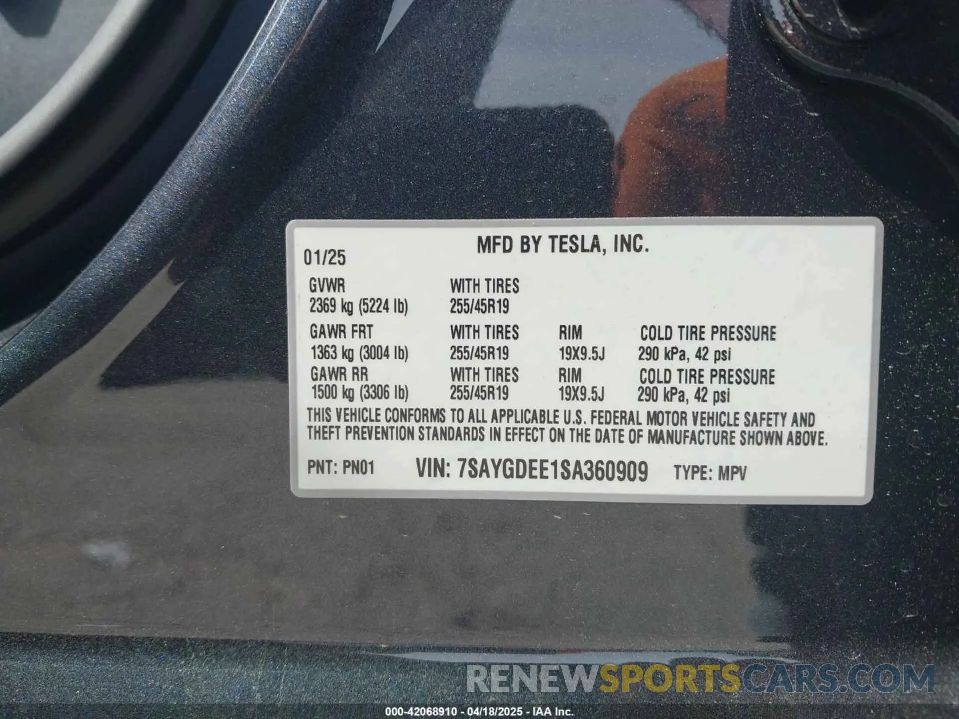 9 Photograph of a damaged car 7SAYGDEE1SA360909 TESLA MODEL Y 2025