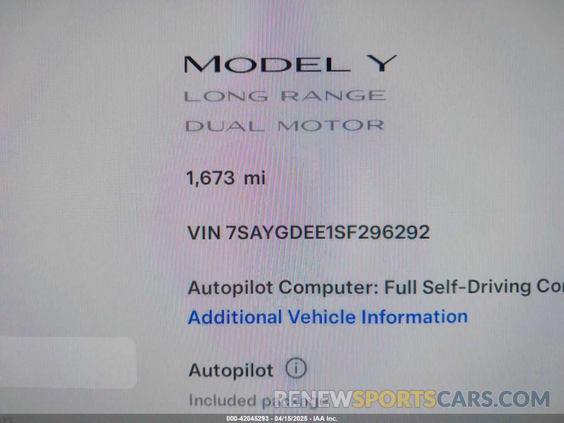 14 Photograph of a damaged car 7SAYGDEE1SF296292 TESLA MODEL Y 2025