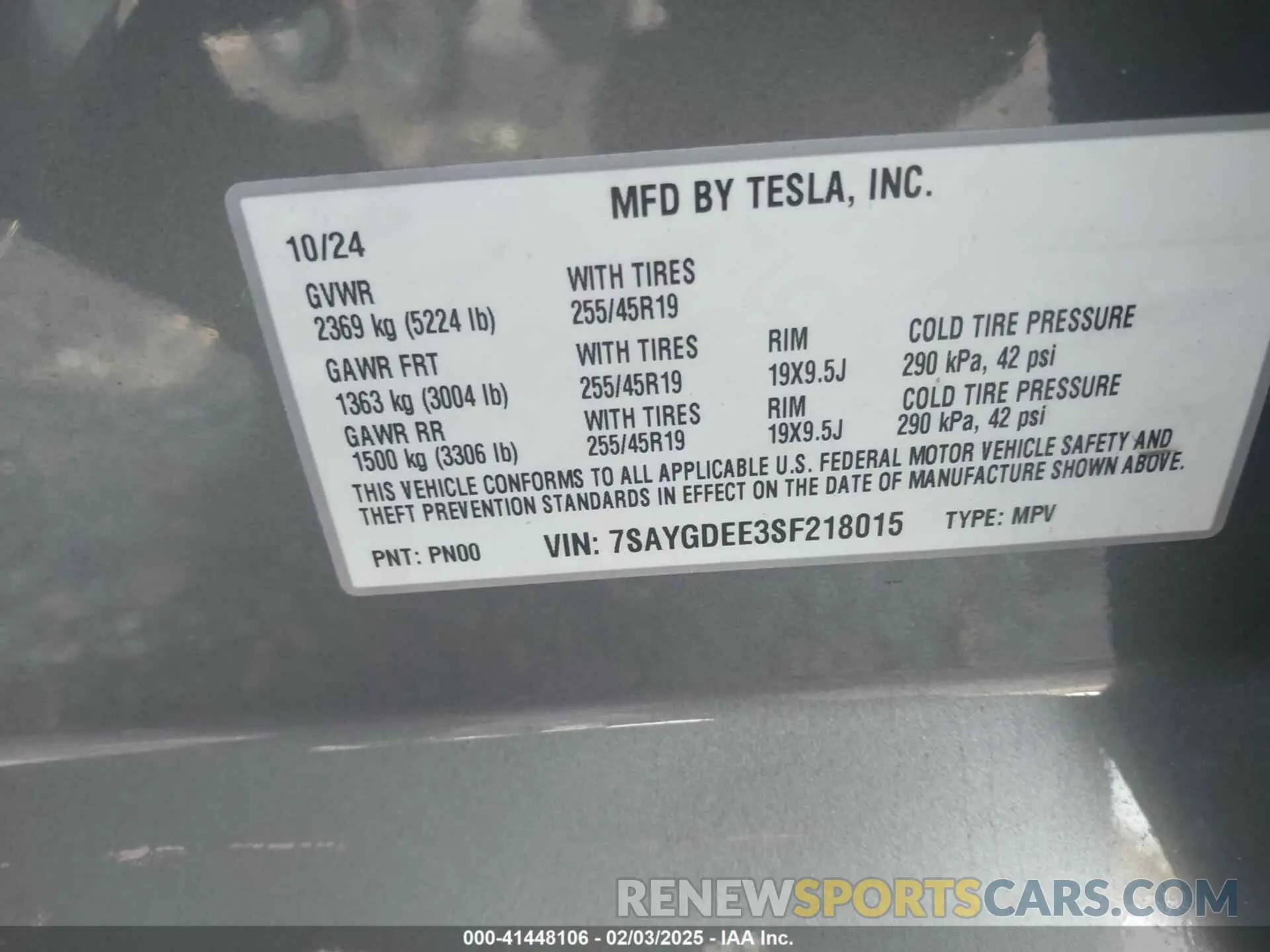 9 Photograph of a damaged car 7SAYGDEE3SF218015 TESLA MODEL Y 2025