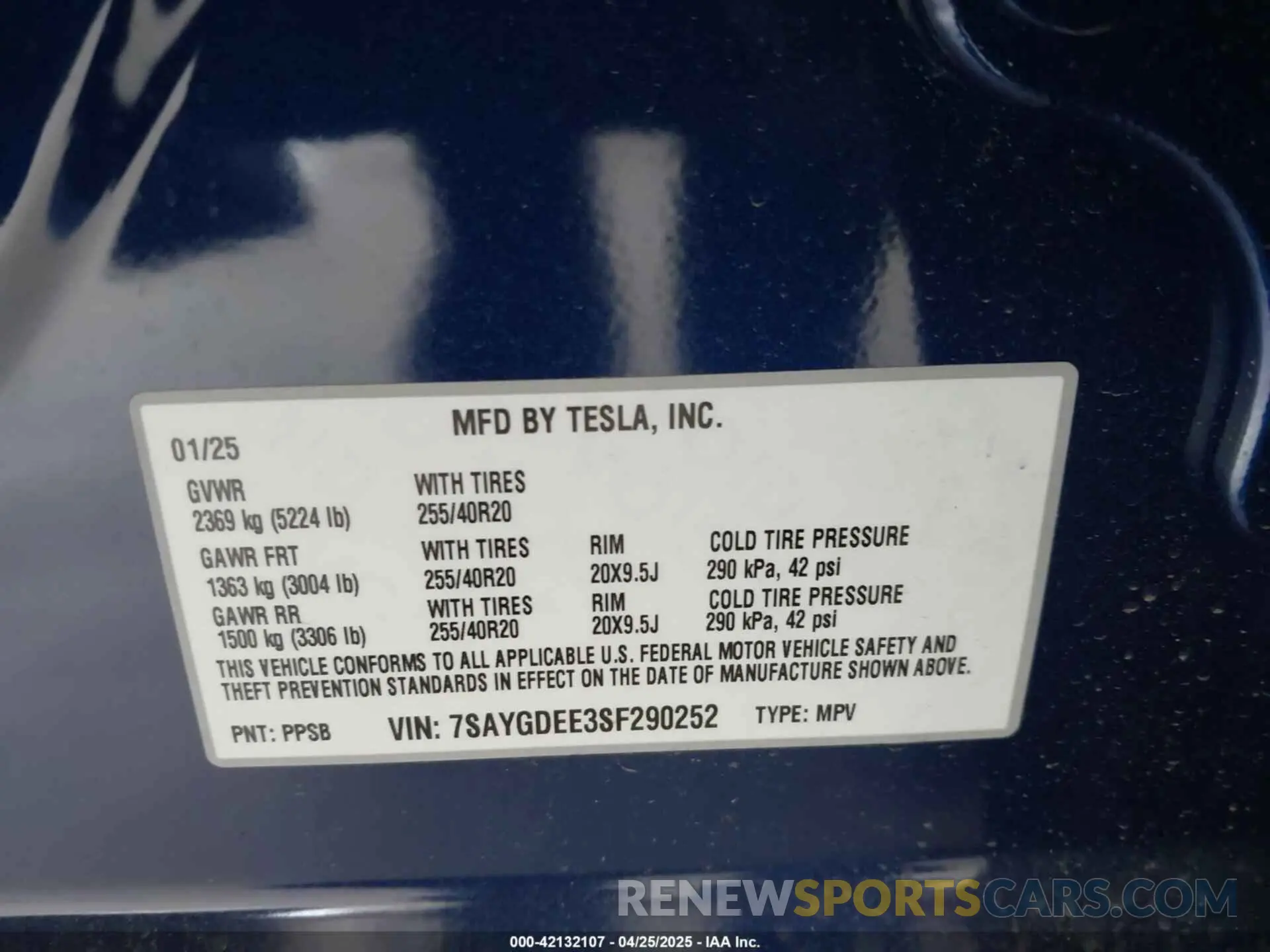 9 Photograph of a damaged car 7SAYGDEE3SF290252 TESLA MODEL Y 2025