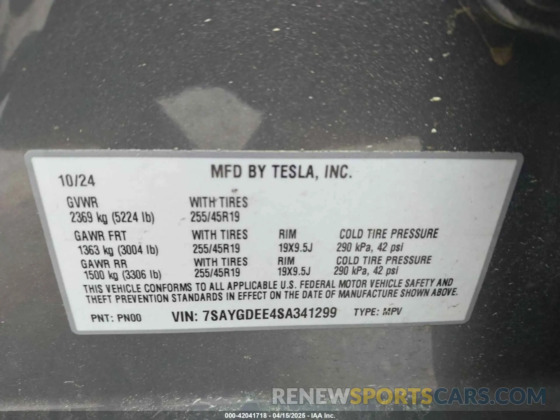 9 Photograph of a damaged car 7SAYGDEE4SA341299 TESLA MODEL Y 2025