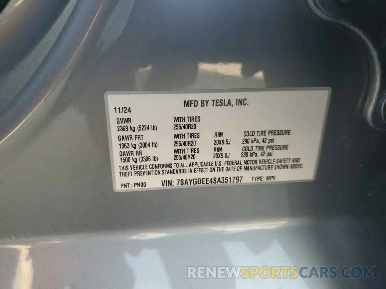 15 Photograph of a damaged car 7SAYGDEE4SA351797 TESLA MODEL Y 2025