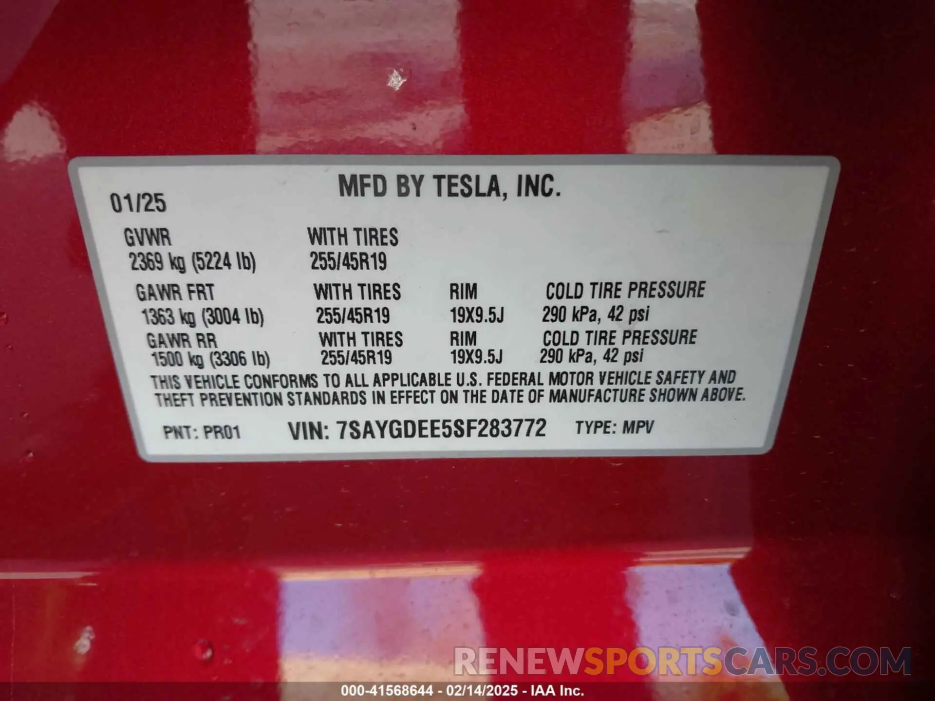 9 Photograph of a damaged car 7SAYGDEE5SF283772 TESLA MODEL Y 2025