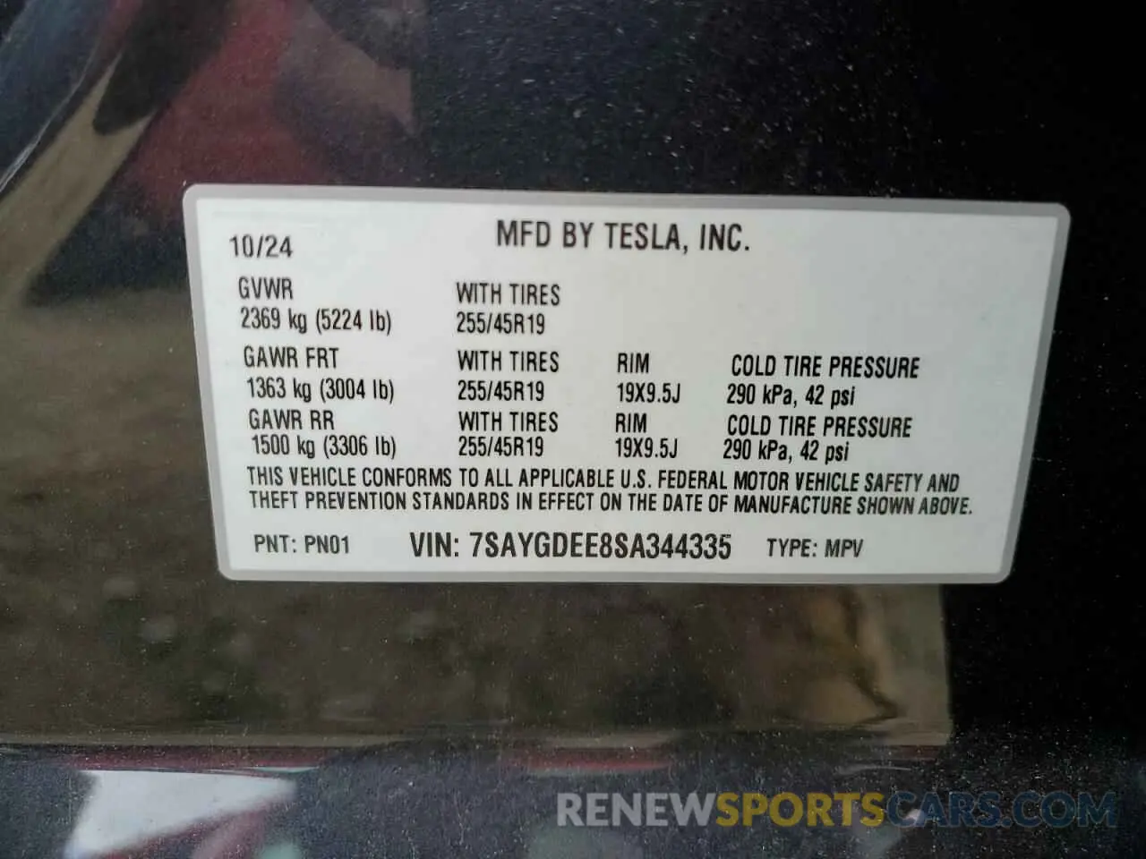13 Photograph of a damaged car 7SAYGDEE8SA344335 TESLA MODEL Y 2025