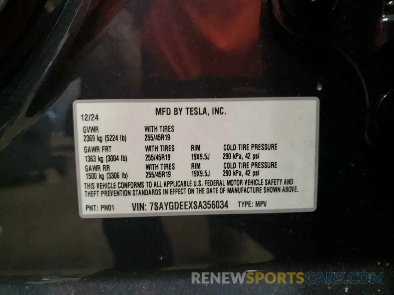 13 Photograph of a damaged car 7SAYGDEEXSA356034 TESLA MODEL Y 2025