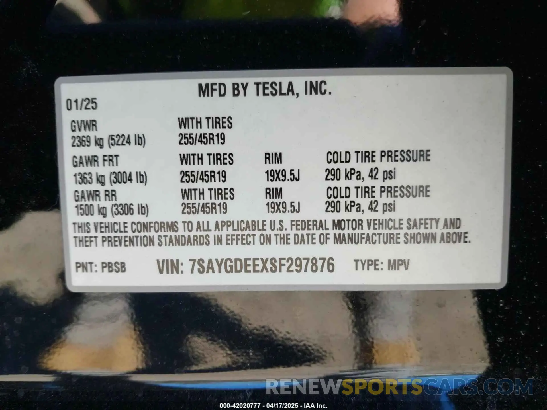 9 Photograph of a damaged car 7SAYGDEEXSF297876 TESLA MODEL Y 2025
