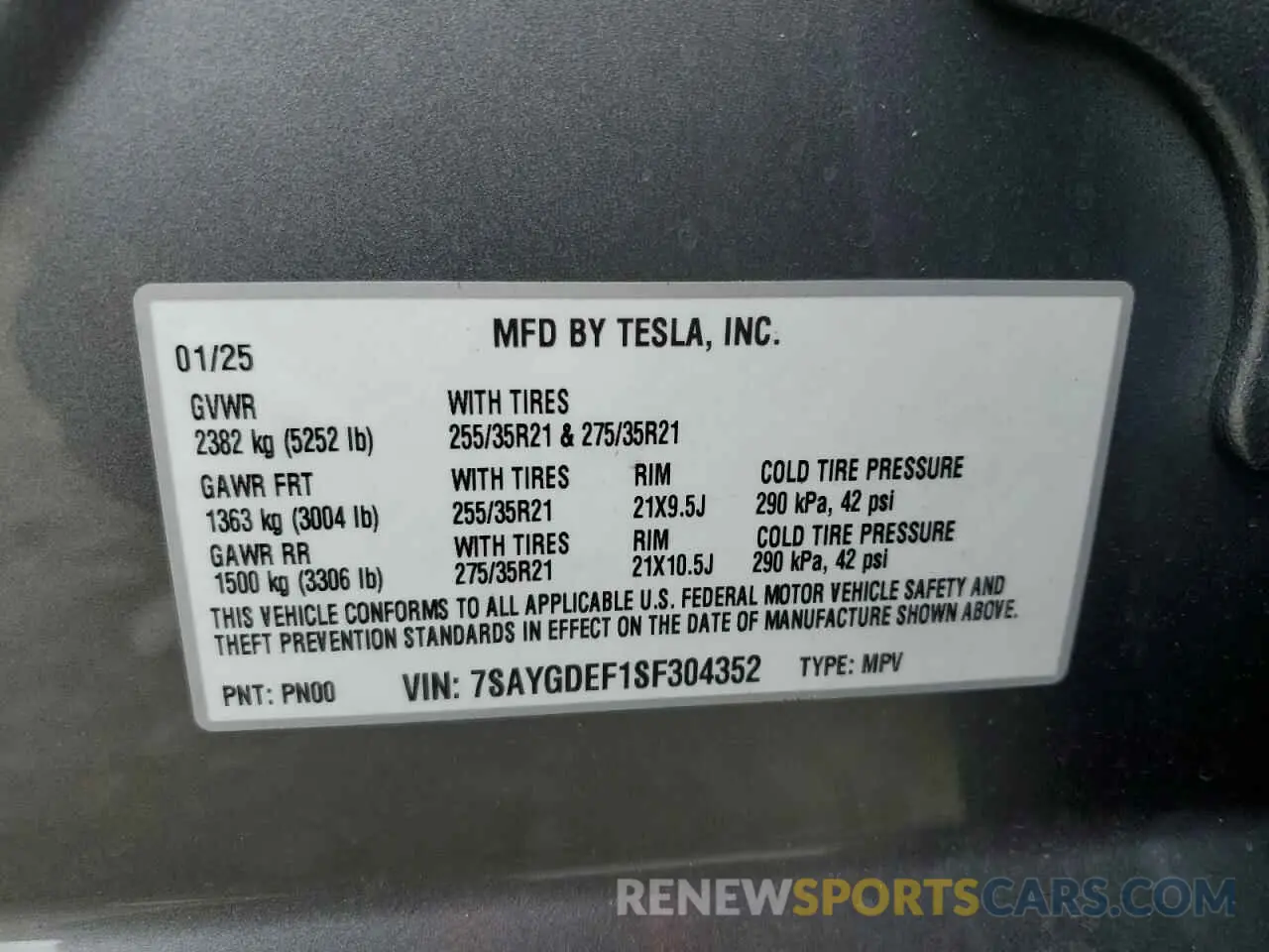 14 Photograph of a damaged car 7SAYGDEF1SF304352 TESLA MODEL Y 2025
