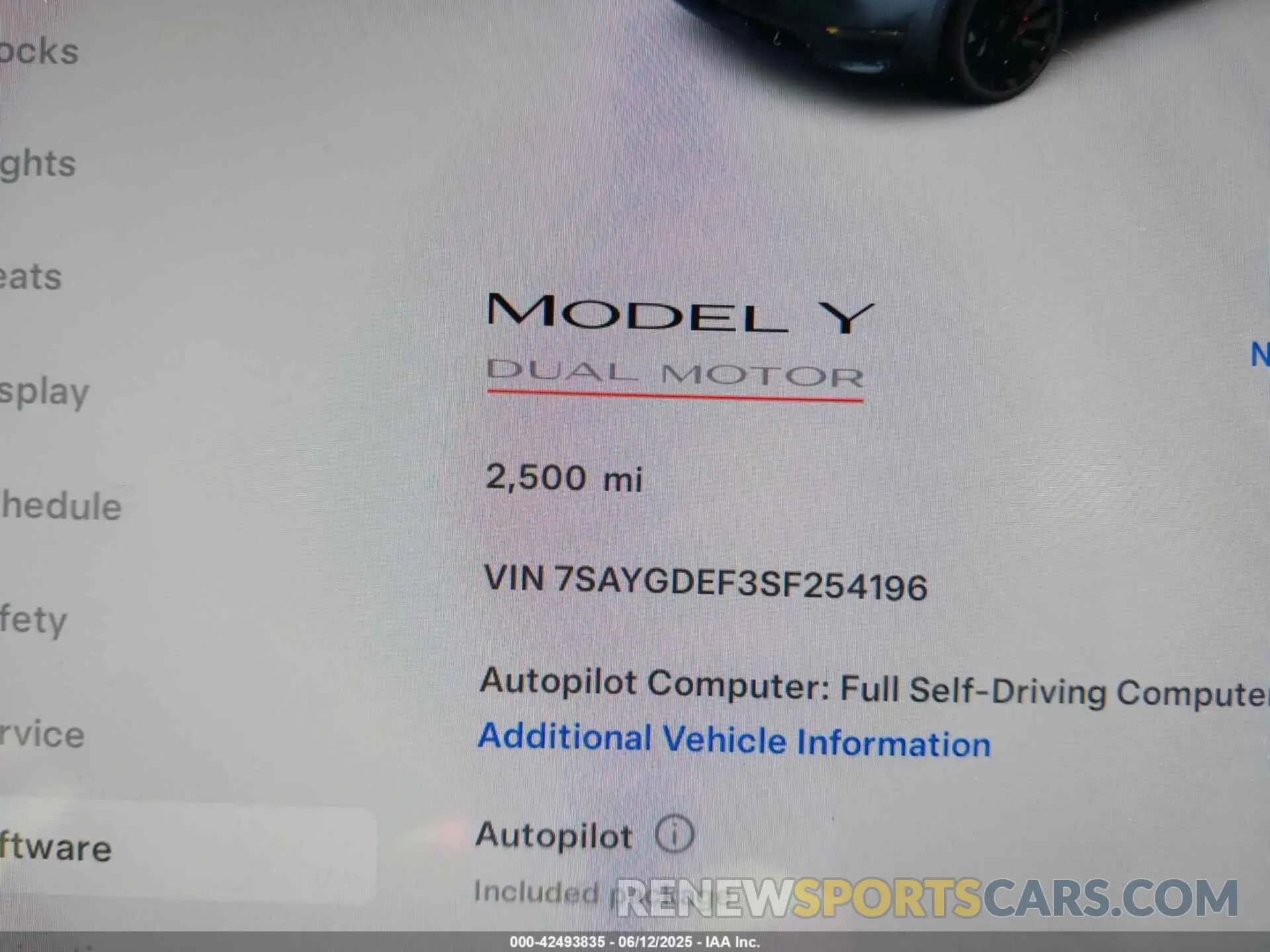 7 Photograph of a damaged car 7SAYGDEF3SF254196 TESLA MODEL Y 2025
