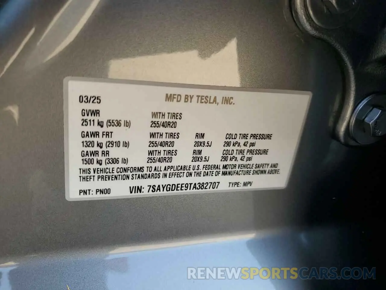 14 Photograph of a damaged car 7SAYGDEE9TA382707 TESLA MODEL Y 2026