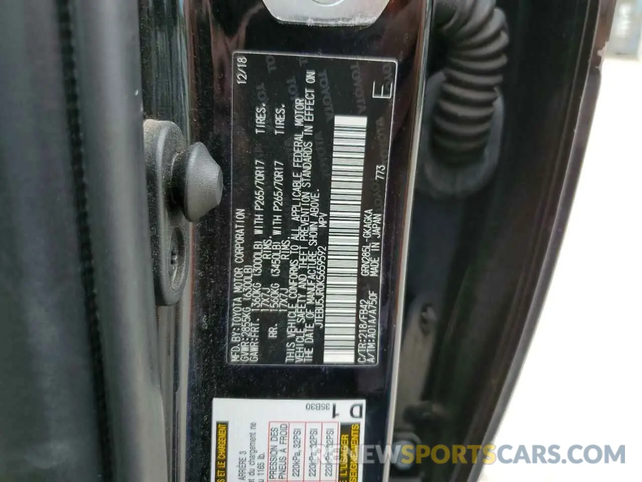 13 Photograph of a damaged car JTEBU5JR0K5659592 TOYOTA 4RUNNER 2019