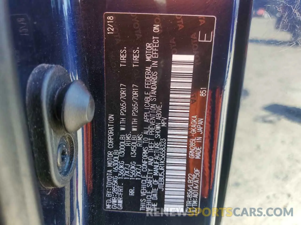 14 Photograph of a damaged car JTEBU5JR1K5658323 TOYOTA 4RUNNER 2019