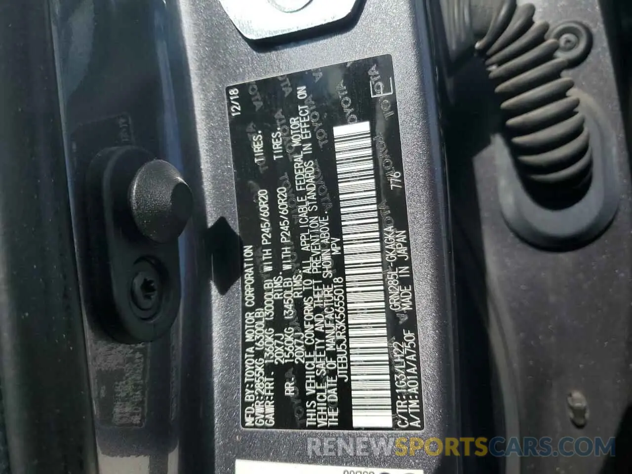 13 Photograph of a damaged car JTEBU5JR3K5655018 TOYOTA 4RUNNER 2019