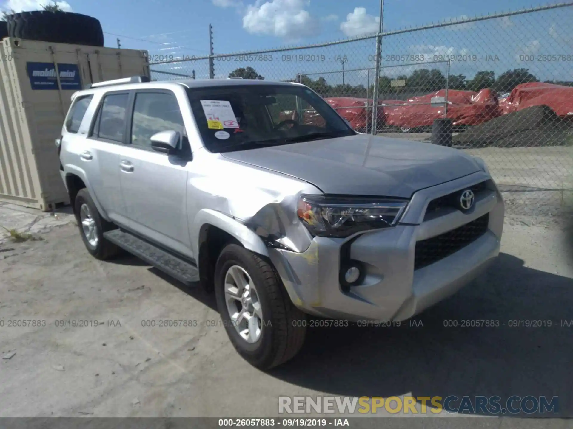 1 Photograph of a damaged car JTEBU5JR4K5658400 TOYOTA 4RUNNER 2019